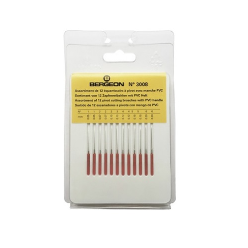SORTIDO DE 12 ESCAREADORES COM CABO EM PVC - BERGEON 3008 - 0.05 A 0.20MM