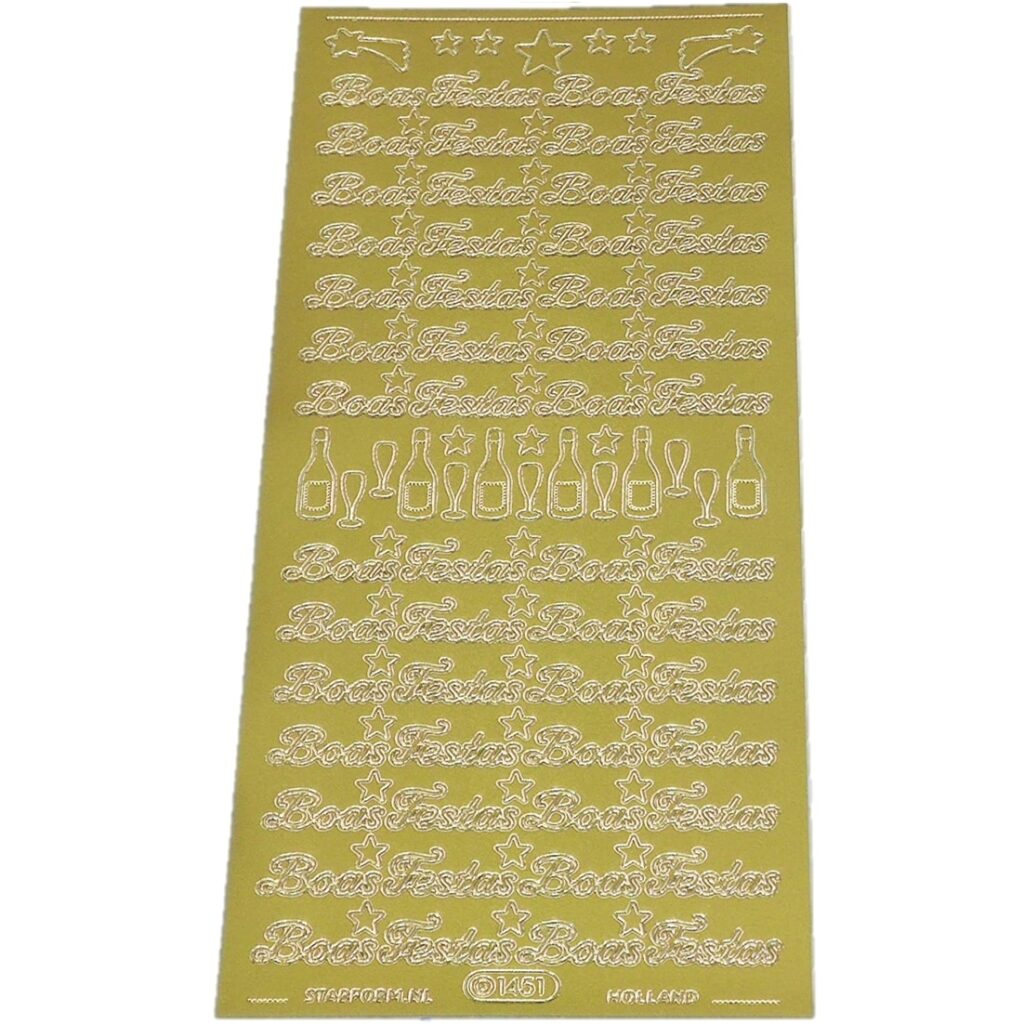ETIQUETAS LASER “BOAS FESTAS” DOURADAS