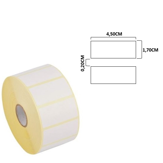 ETIQUETAS BRANCAS TÉRMICAS – 45X17MM - 2500PCS