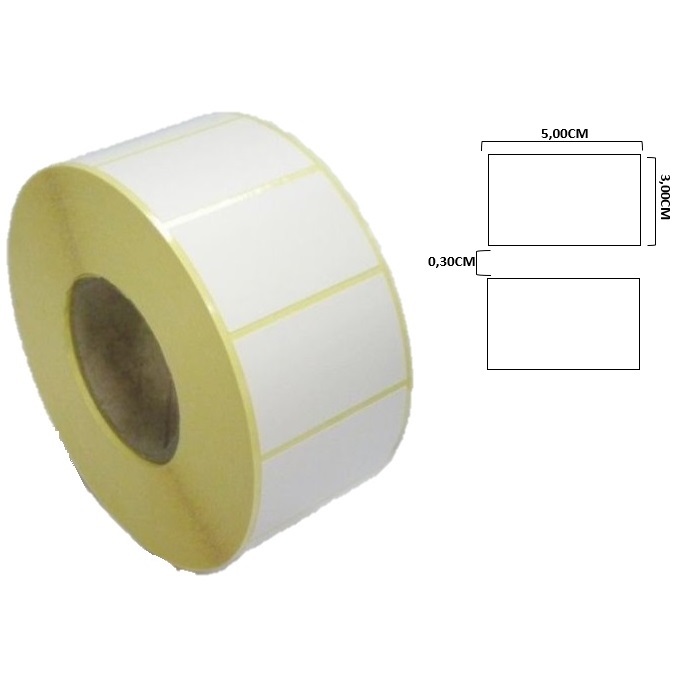 ETIQUETAS BRANCAS TÉRMICAS - 50X30MM