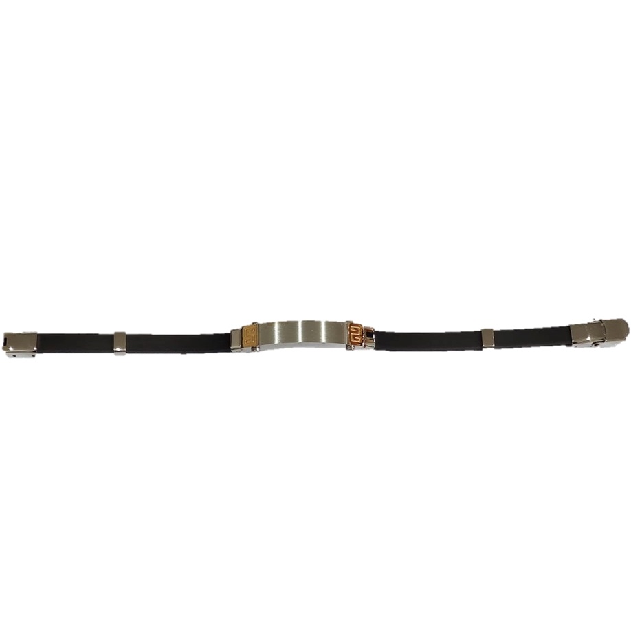 PULSEIRA PRETA COM APLICAÇÕES BICOLOR EM AÇO – D1799-4