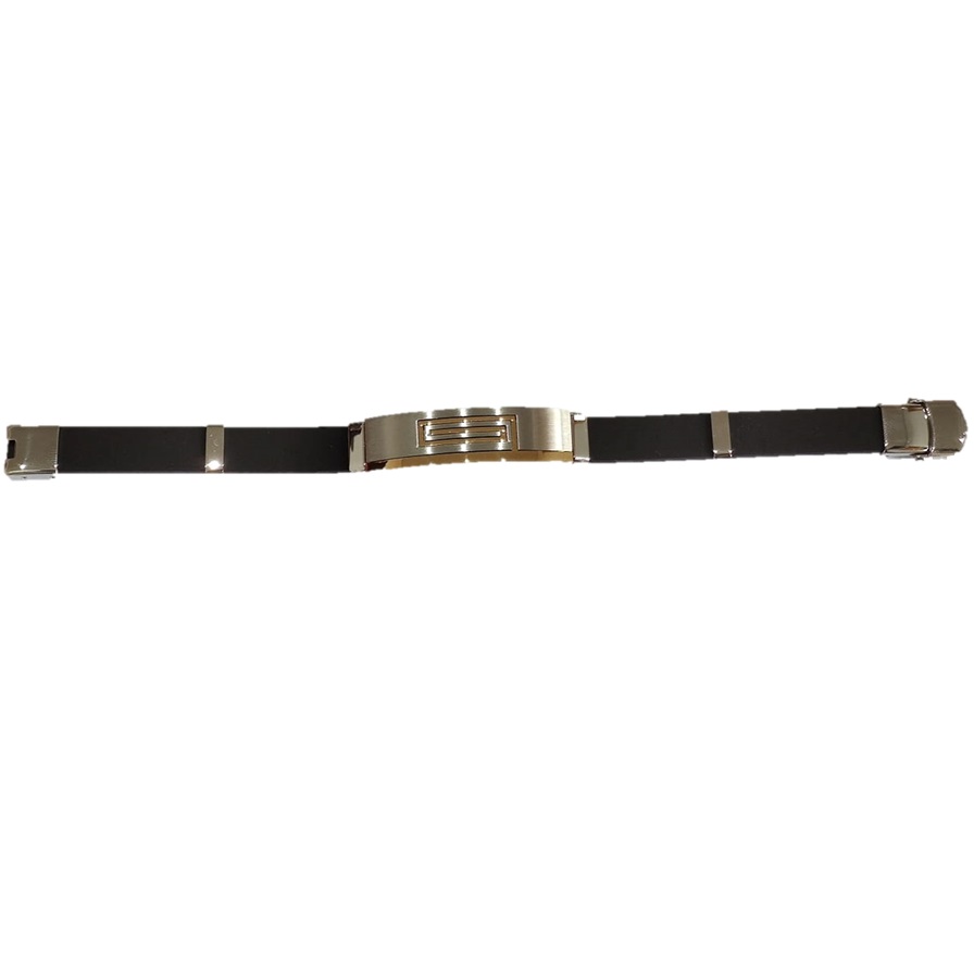PULSEIRA PRETA COM APLICAÇÕES BICOLOR EM AÇO – D1799-8