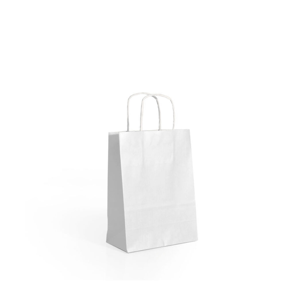 SACOS DE PAPEL KRAFT ASA TORCIDA 18X24X8 - BRANCO (10PCS)