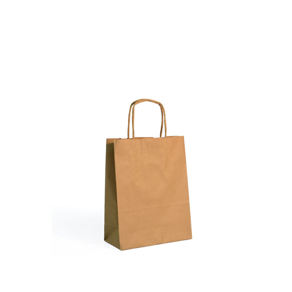 SACOS DE PAPEL KRAFT ASA TORCIDA 18X24X8 - KRAFT (25PCS)