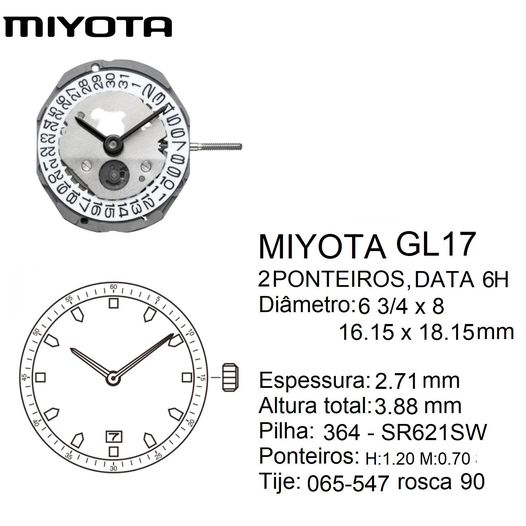 MIYOTA GL17 - CALENDÁRIO 6H