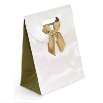SACO BRANCO E DOURADO COM LAÇO