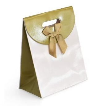 SACO BRANCO COM PALA E LAÇO DOURADO