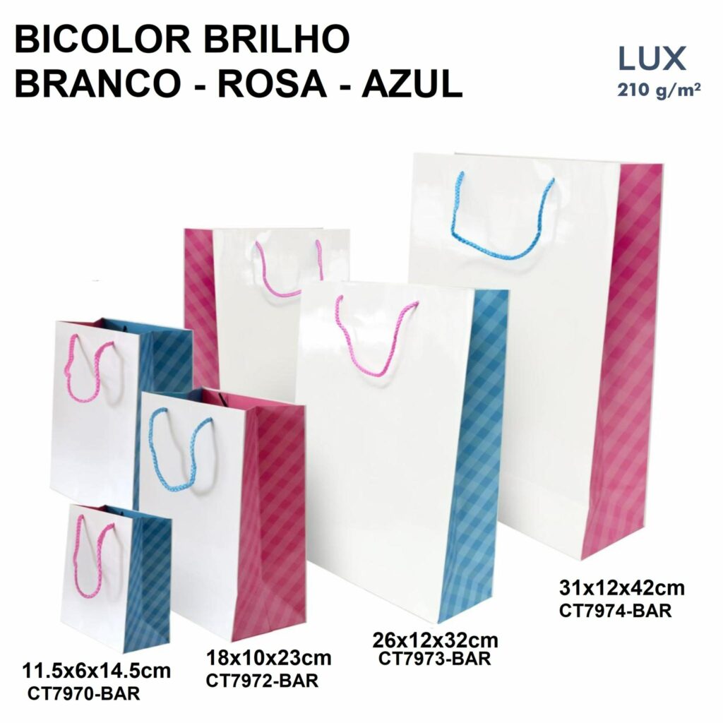 BICOLOR BRILHO - BRANCO - ROSA - AZUL