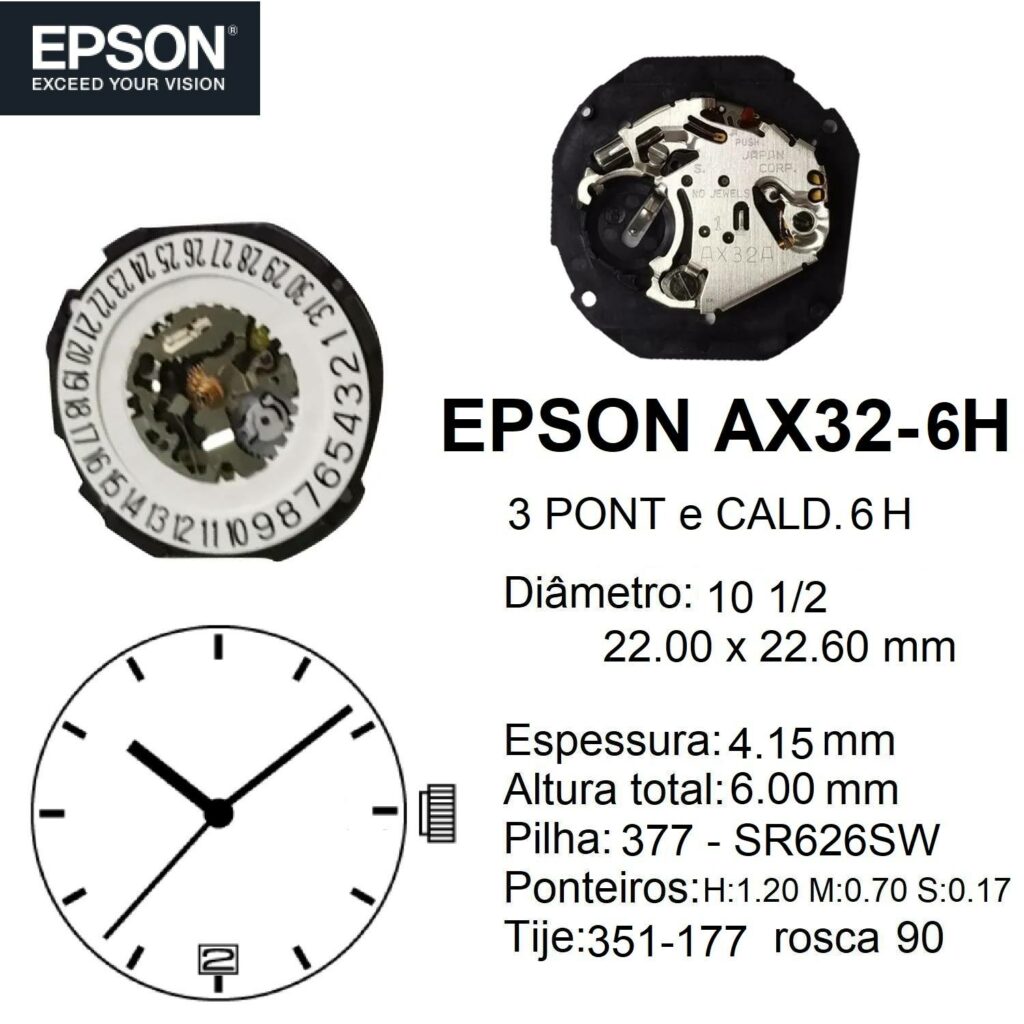 EPSON-SEIKO AX32 - CALENDÁRIO ÀS 6H