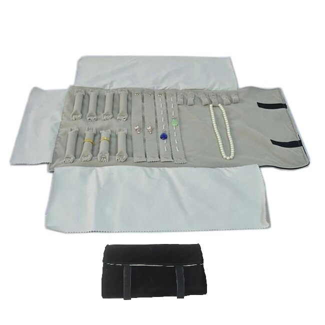 ROLO EM VELUDO CINZA E PRETO - CT8407-F