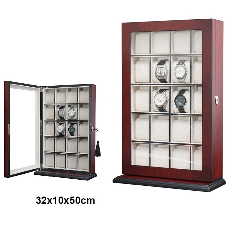 Vitrine em madeira castanha bubinga para 20 relógios