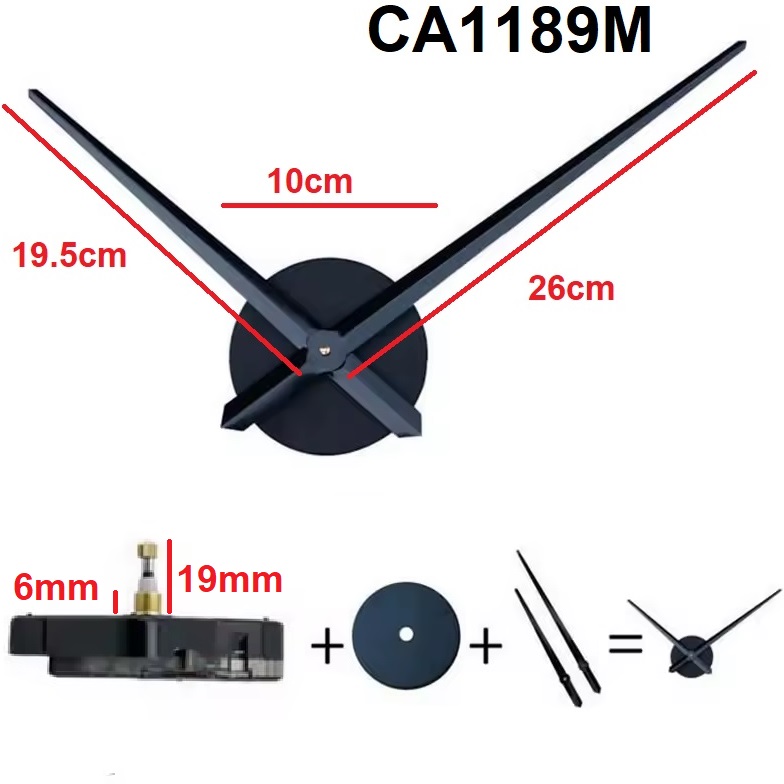 MOVIMENTO DE PAREDE QUARTZ 19X6MM COM PONTEIROS GRANDES – CA1189M