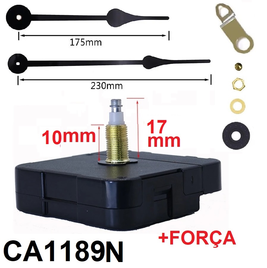 MOVIMENTO DE PAREDE QUARTZ 17X10MM COM PONTEIROS GRANDES – CA1189N